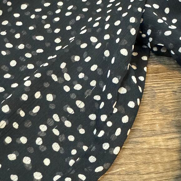ZARA BLACK RUFFLED POLKA DOT PRINT DRESS WITH BUTTONS SIZE XS - Picture 10 of 15